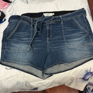 torrid Dark Blue Drawstring Denim Shorts